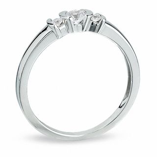 0.20 CT. T.W. Diamond Three Station Promise Ring in 10K White Gold