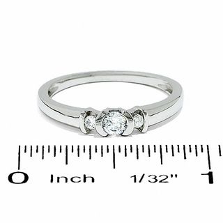 0.20 CT. T.W. Diamond Three Station Promise Ring in 10K White Gold