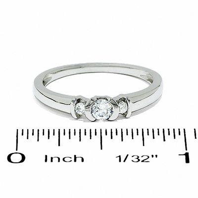 0.20 CT. T.W. Diamond Three Station Promise Ring in 10K White Gold