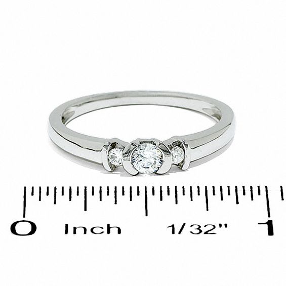 0.20 CT. T.W. Diamond Three Station Promise Ring in 10K White Gold