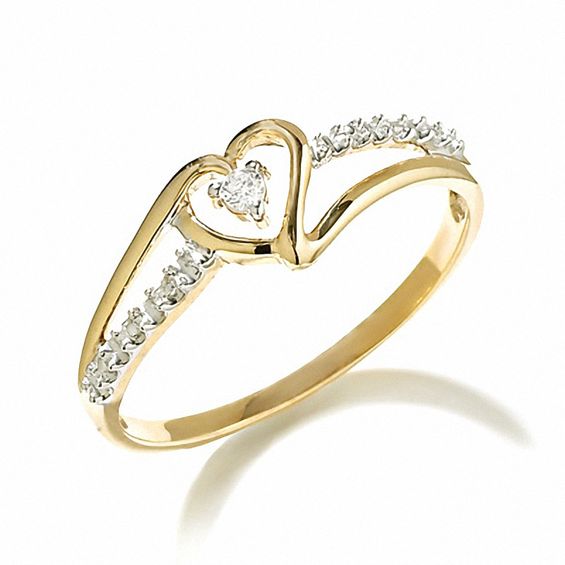 Heart-Shaped Diamond Accent Ring in 10K Gold | View All Rings | Rings ...