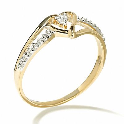 Heart-Shaped Diamond Accent Ring in 10K Gold