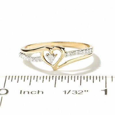 Heart-Shaped Diamond Accent Ring in 10K Gold