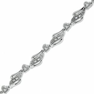 0.16 CT. T.W. Diamond Heart Bracelet in Sterling Silver