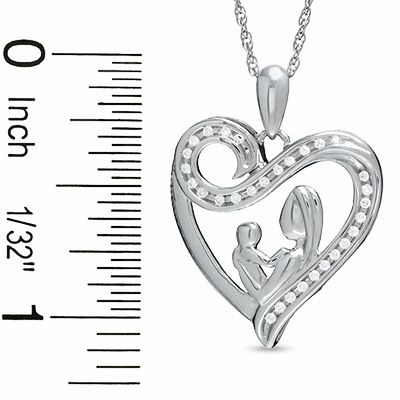 0.10 CT. T.W. Diamond Motherly Love Swirl Heart Pendant in Sterling Silver