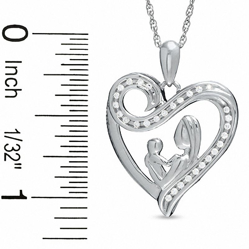 0.10 CT. T.W. Diamond Motherly Love Swirl Heart Pendant in Sterling Silver|Peoples Jewellers