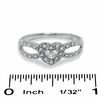 Thumbnail Image 2 of 0.16 CT. T.W. Diamond Heart Split Shank Promise Ring in 10K White Gold