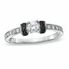 0.25 CT. T.W. Black and White Diamond Station Engagement Ring in 10K White Gold