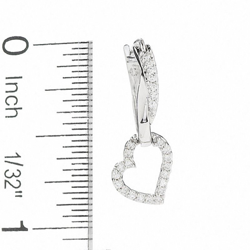 0.25 CT. T.W. Diamond Heart Dangle Earrings in 10K White Gold