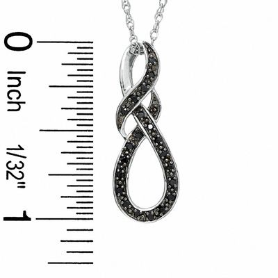 Black Diamond Accent Swirled Knot Pendant in Sterling Silver