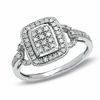 Thumbnail Image 0 of 0.25 CT. T.W. Diamond Rectangle Cluster Buckle Ring in Sterling Silver