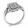 Thumbnail Image 1 of 0.25 CT. T.W. Diamond Rectangle Cluster Buckle Ring in Sterling Silver