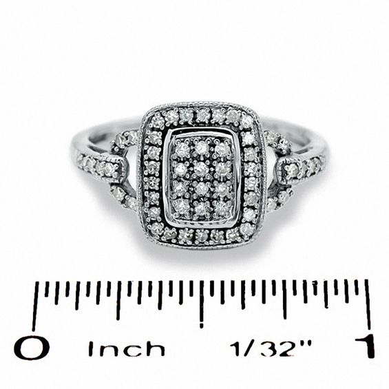 0.25 CT. T.W. Diamond Rectangle Cluster Buckle Ring in Sterling Silver