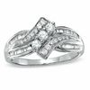 0.50 CT. T.W. Diamond Bypass Three Stone Ring in 10K Gold