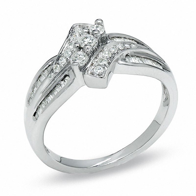 0.50 CT. T.W. Diamond Bypass Three Stone Ring in 10K Gold|Peoples Jewellers