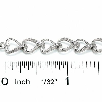 0.25 CT. T.W. Diamond Heart Line Bracelet in Sterling Silver