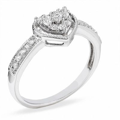 0.25 CT. T.W. Heart-Shaped Diamond Frame Promise Ring in 10K White Gold