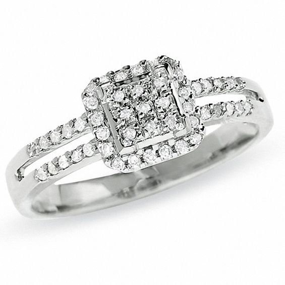 0.25 CT. T.W. Diamond Split Shank Ring in 10K White Gold | Peoples ...