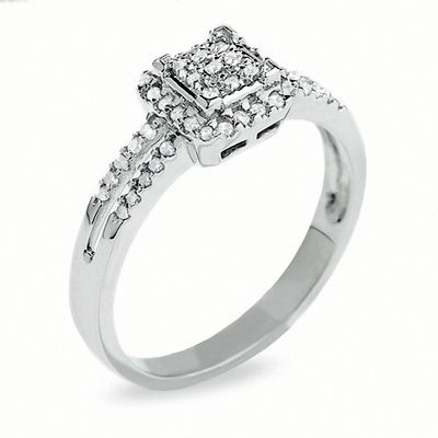 0.25 CT. T.W. Diamond Split Shank Ring in 10K White Gold