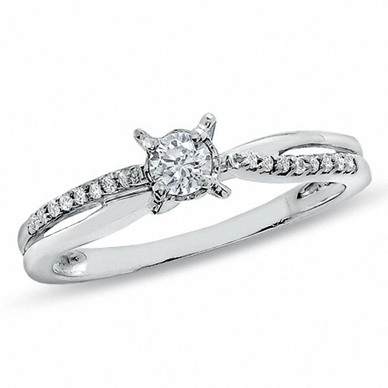 0.25 CT. T.W. Diamond Crisscross Promise Ring in 10K White Gold