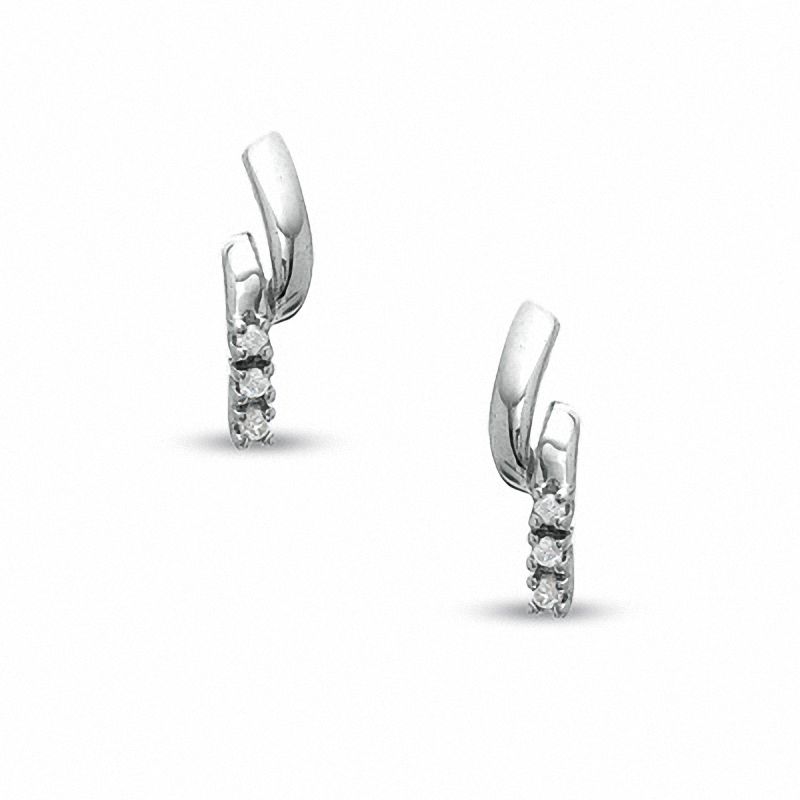 Diamond Accent Line Drop Earrings in 10K White Gold|Peoples Jewellers