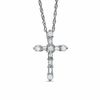 Thumbnail Image 0 of 0.25 CT. T.W. Round and Baguette Diamond Cross Pendant in 10K White Gold