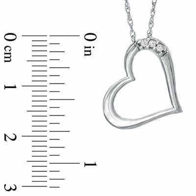 Diamond Accent Tilted Heart Pendant in Sterling Silver