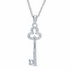 Thumbnail Image 0 of 0.10 CT. T.W. Diamond Mini Clover Key Pendant in Sterling Silver
