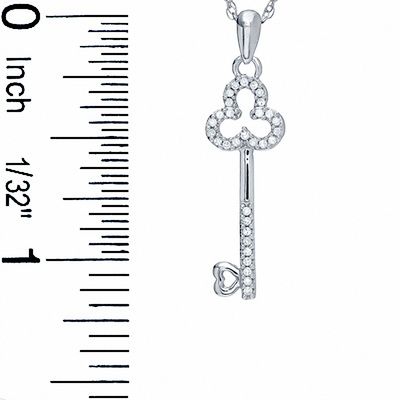 0.10 CT. T.W. Diamond Mini Clover Key Pendant in Sterling Silver