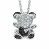 0.10 CT. T.W. Enhanced Black and White Diamond Teddy Bear Pendant in Sterling Silver