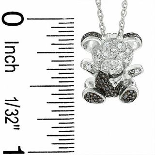 0.10 CT. T.W. Enhanced Black and White Diamond Teddy Bear Pendant in Sterling Silver