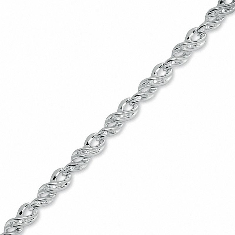 0.10 CT. T.W. Diamond Swirl Loop Bracelet in Sterling Silver|Peoples Jewellers