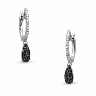 0.25 CT. T.W. Black and White Diamond Teardrop Earrings in Sterling Silver