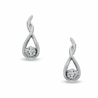 Diamond Accent Infinity Loop Drop Earrings in 10K White Gold