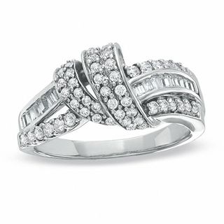 0.62 CT. T.W. Diamond Swirl Knot Band in 10K White Gold