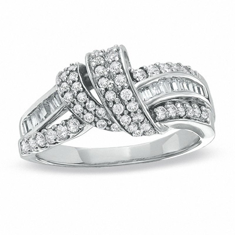 0.62 CT. T.W. Diamond Swirl Knot Band in 10K White Gold|Peoples Jewellers