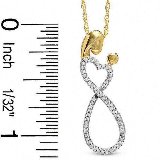 0.16 CT. T.W. Diamond Mother Infinite Love Pendant in Sterling Silver and 18K Gold Plate