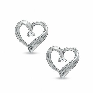 Diamond Accent Heart Stud Earrings in Sterling Silver