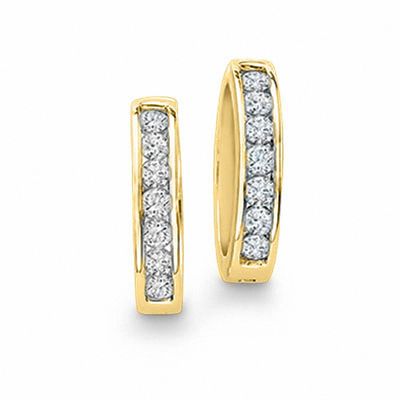 CT. T.W. Diamond Hoop Earrings in 10K Gold