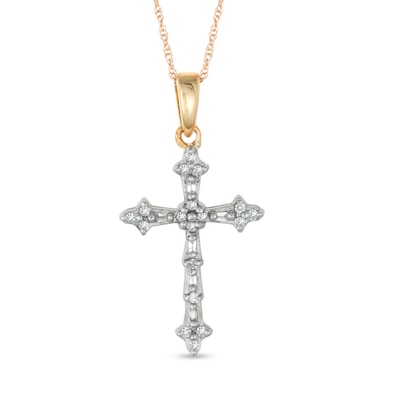 0.10 CT. T.W. Diamond Cross Pendant in 10K Gold