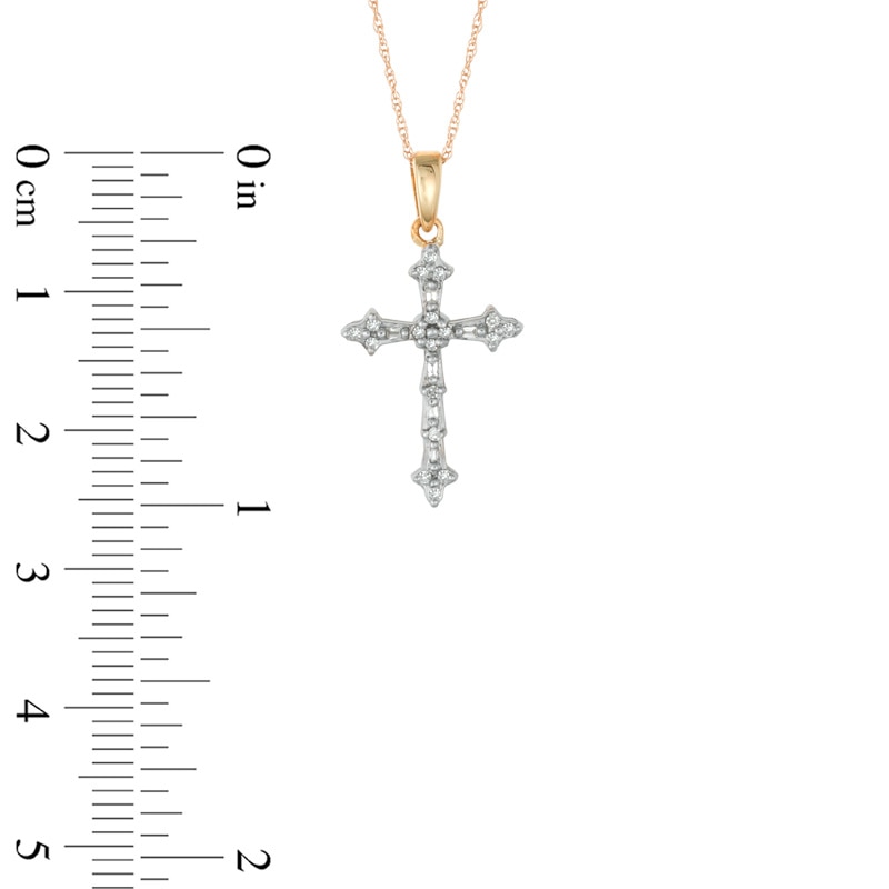 0.10 CT. T.W. Diamond Cross Pendant in 10K Gold