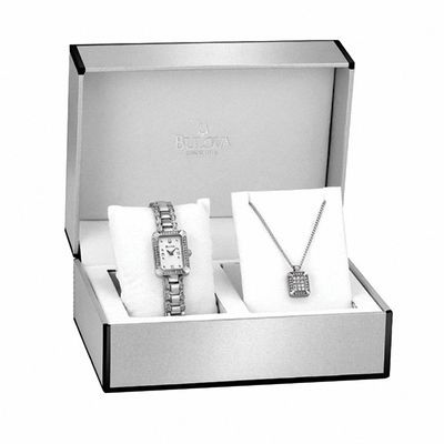 Ladies' Bulova Crystal Accent Watch and Pendant Set (Model: 96X118)