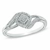 Thumbnail Image 1 of 0.09 CT. T.W. Multi-Diamond Square Bypass Ring in Sterling Silver