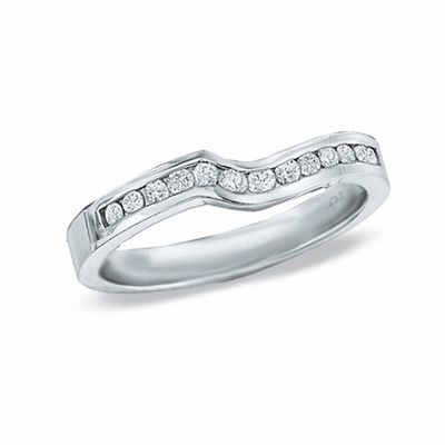 0.26 CT. T.W. Diamond Contour Wedding Band in 14K White Gold