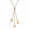 Triple Teardrop Lariat Necklace in 10K Tri-Tone Gold - 17"