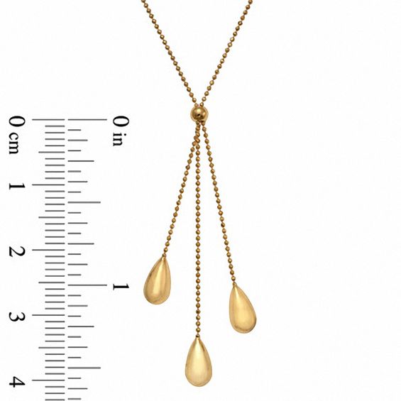 Triple Teardrop Lariat Necklace in 10K Tri-Tone Gold - 17"