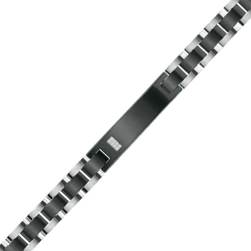 Men's Diamond Accent ID Bracelet in Two-Tone Stainless Steel - 8.5"