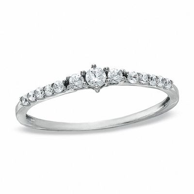 0.20 CT. T.W. Diamond Three Stone Ring in 10K White Gold