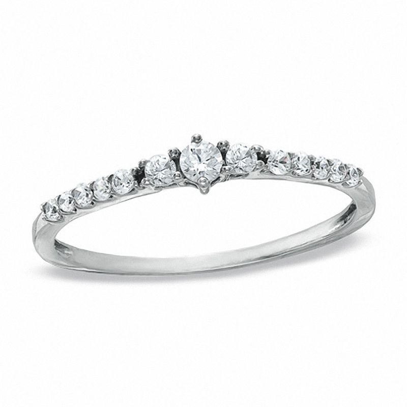 0.20 CT. T.W. Diamond Three Stone Ring in 10K White Gold|Peoples Jewellers