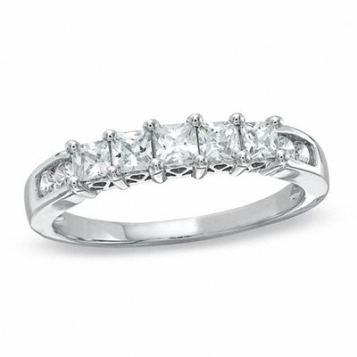 0.75 CT. T.W. Princess-Cut Diamond Nine Stone Band in 10K White Gold